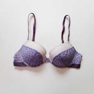 都说样板是最珍贵 法国68性感豹纹乔其纱蕾丝内衣薄罩杯文胸75B