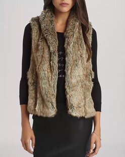 女装 背心 Fur高端名媛人造毛马甲 Faux eneration Vest