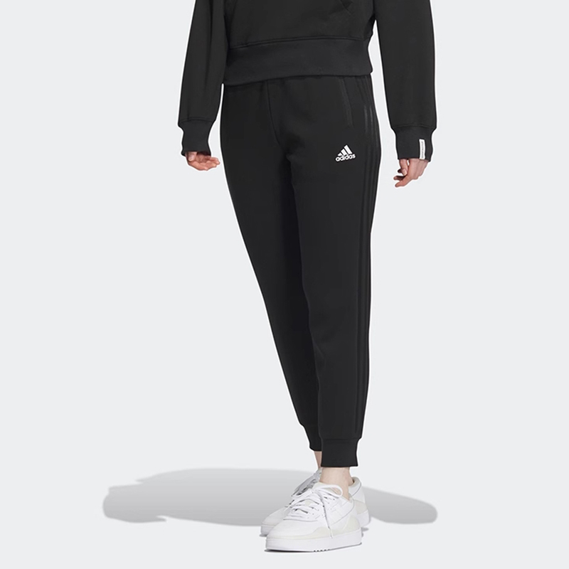 正品Adidas/阿迪达斯女子简约百搭运动休闲针织束脚长裤 JE3207