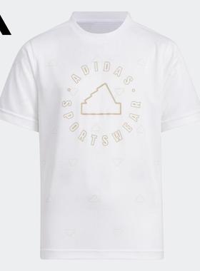 阿迪达斯24夏季新款男童装大儿童速干短袖T恤宽松运动上衣 IT4032