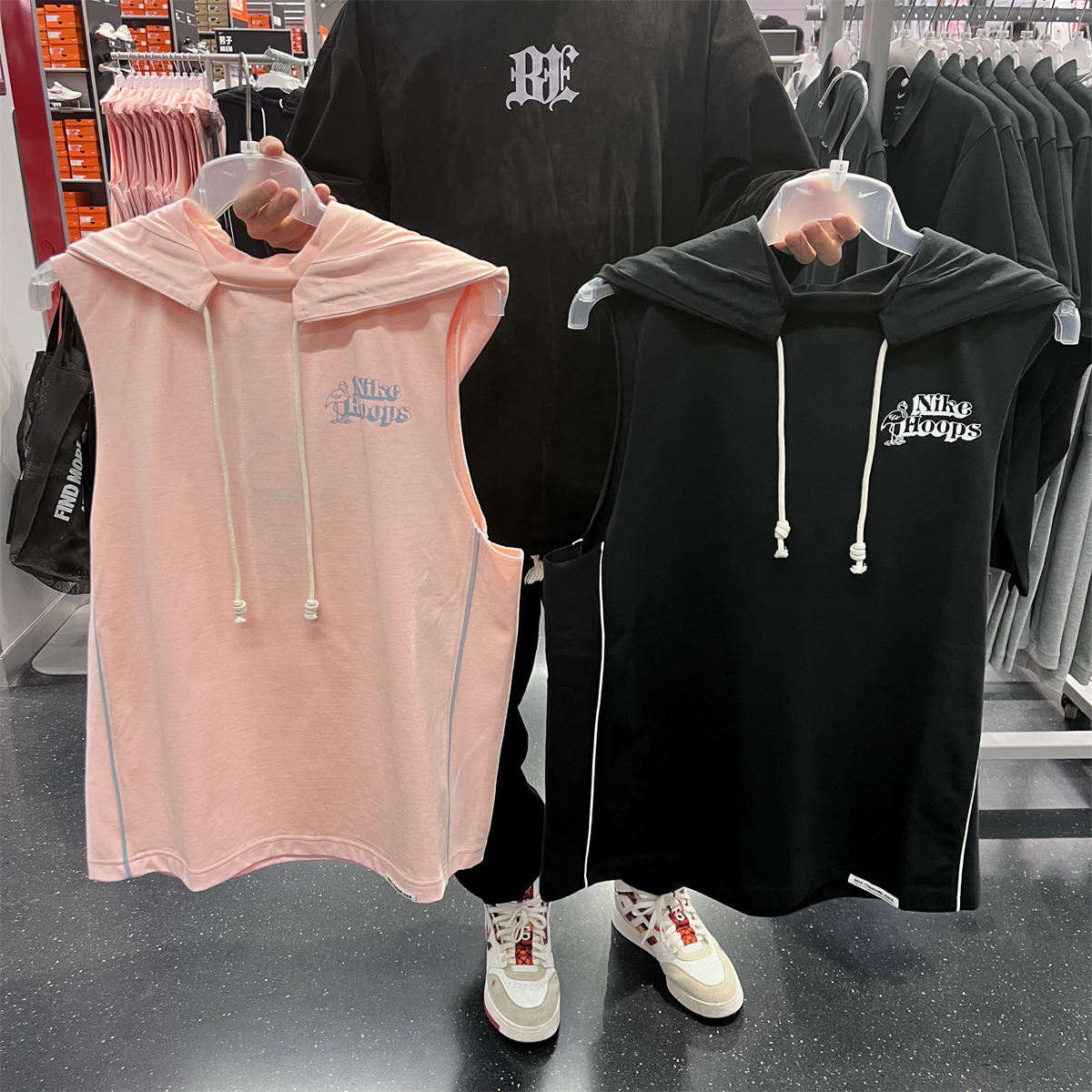 正品NIKE/耐克男子连帽篮球训练休闲短袖T恤无袖背心 DH7442-010