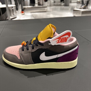 Nike耐克Air Jordan 1 Low灰粉紫男女百搭运动篮球鞋 HQ2021-005