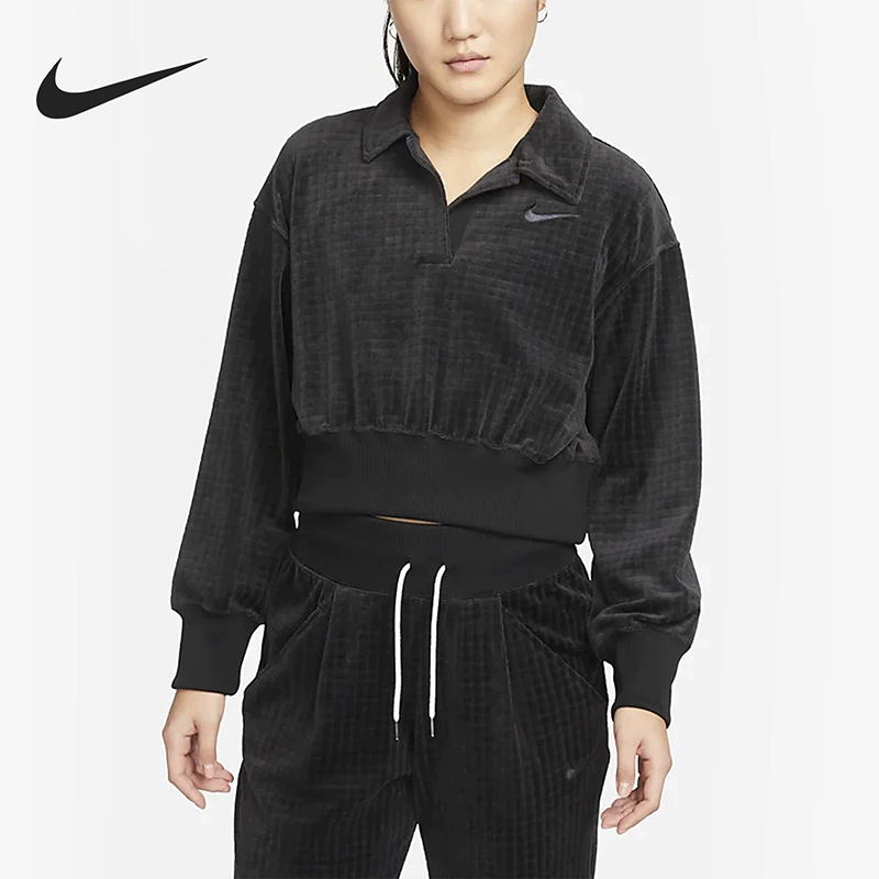 正品Nike/耐克春秋女子运动训练休闲POLO衫平绒长袖T恤DV7815-010