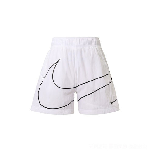 Nike耐克2024新款黑白大勾子女运动休闲梭织短裤HM4633-010/100