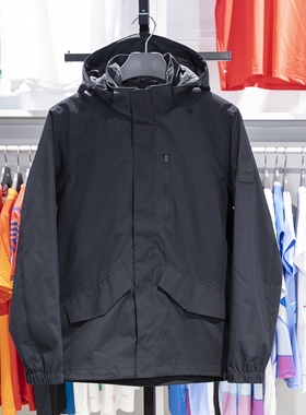 李宁运动风衣2023春秋季男子休闲防泼水可拆卸连帽外套AFDT751