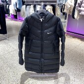 耐克WINDRUNNER风行者男防风防泼水羽绒服中长款 黑外套HQ4185 010