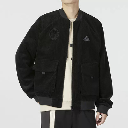 Adidas阿迪达斯男装夹克冬款灯芯绒休闲棒球服加绒保暖外套HR4445