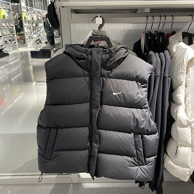 nike耐克女子2024冬季新款休闲保暖防风连帽羽绒服马甲FZ5933-104