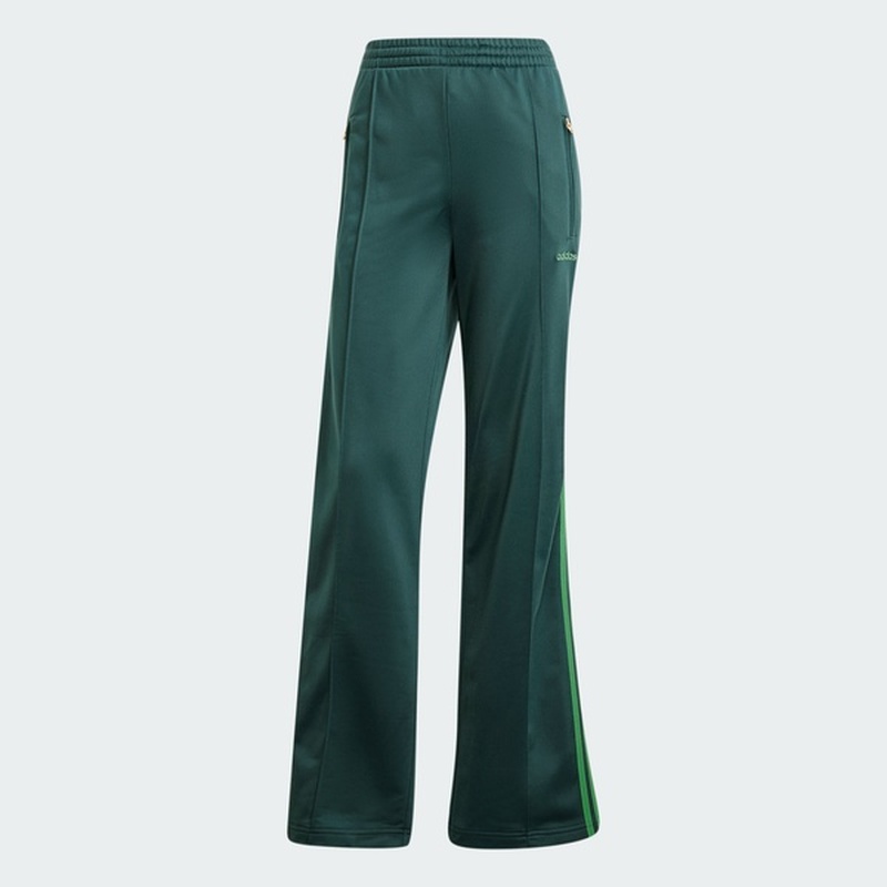 adidas阿迪达斯三叶草女裤三条纹运动微喇阔腿宽松针织长裤IZ2670