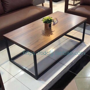 四川成都板式办公家具会客接待茶几现代钢架不锈钢木茶台茶几定制