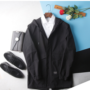 HL35184海系列男款商务休闲风衣外套中长款式春秋薄款连帽大衣