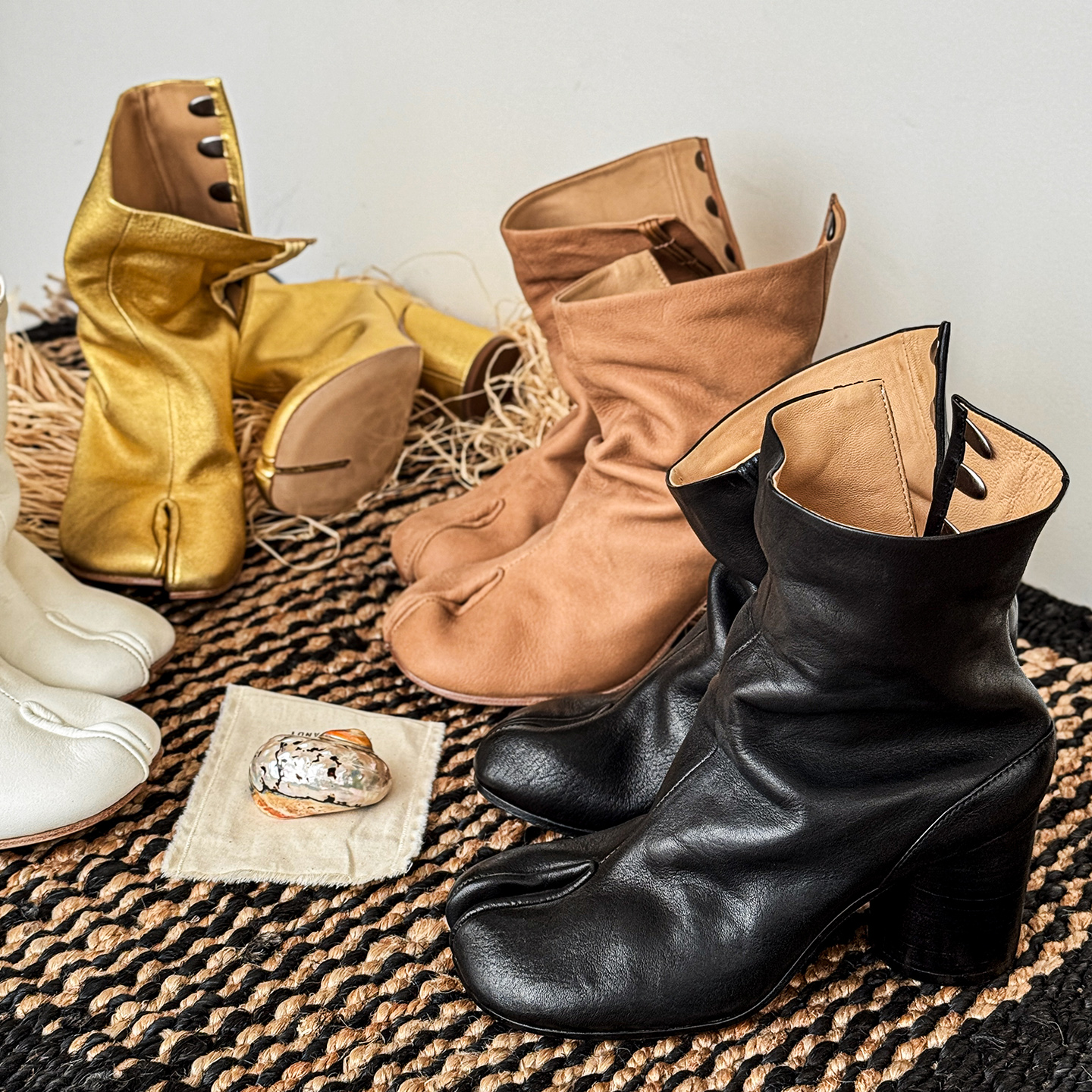 8cm复古高跟tabi分趾靴