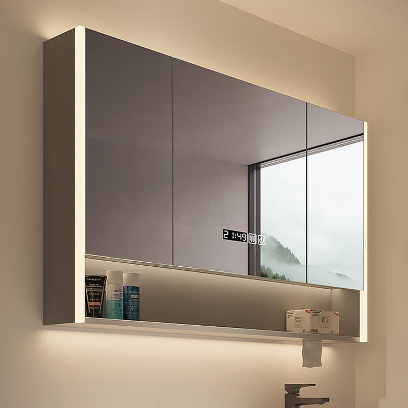 智能浴室镜柜单独带灯除雾卫生间挂墙式镜子置物架单独收纳一体柜