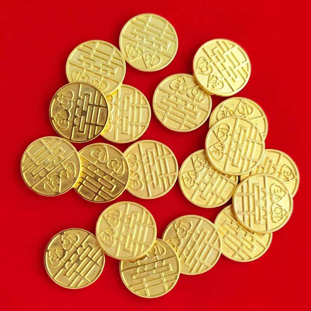铝合金圆形硬币喜字贴福寿