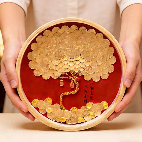 创意DIY发财树木质相框摆件装饰