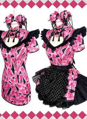 流团-Red Thorns红色荆棘-原创暗黑中华风改良短可爱旗袍粉红敕令