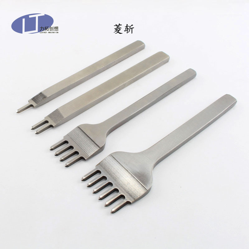 4MM白钢菱斩高硬度 植鞣疯马皮革皮雕钱包皮具背包制作打孔工具
