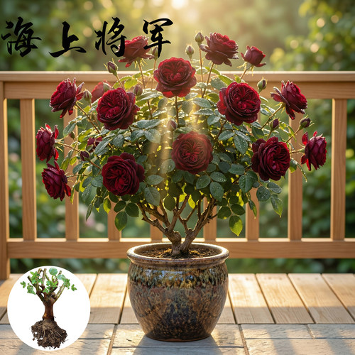 海军上将 月季花苗 浓香灌木勤花丹陶重瓣大花月季 阳台庭院盆栽