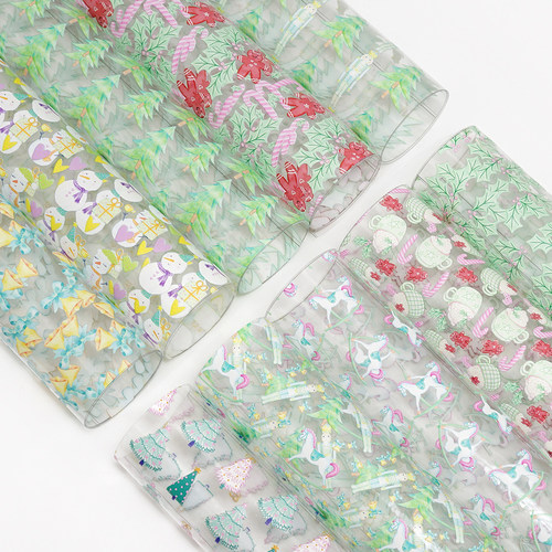 新款PVC材料 定制卡通印刷透明皮革 30cm*120cm   J2972