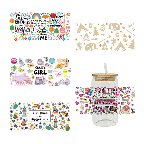 新款卡通印花热转印杯贴水晶标 logo图案 23cmX11cm现货批发D8770