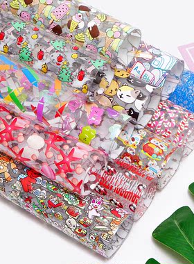 新款PVC皮革 定制卡通印刷透明皮革 30cm*120cm   J1231