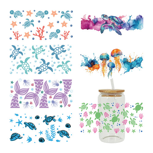 新款卡通印花热转印杯贴水晶标 logo图案 23cmX11cm现货批发D7985