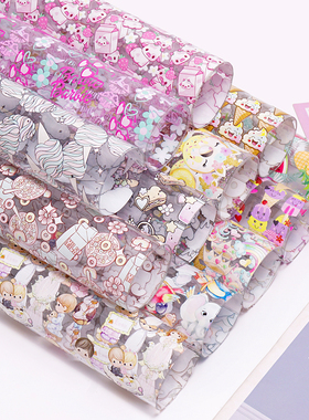 新款PVC皮革 定制卡通印刷透明皮革 30cm*120cm