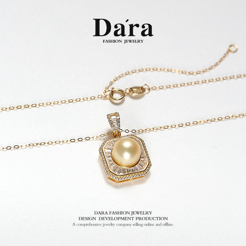 Dara/戴拉925银南洋金珠海水珍珠9-10mm吊坠项链