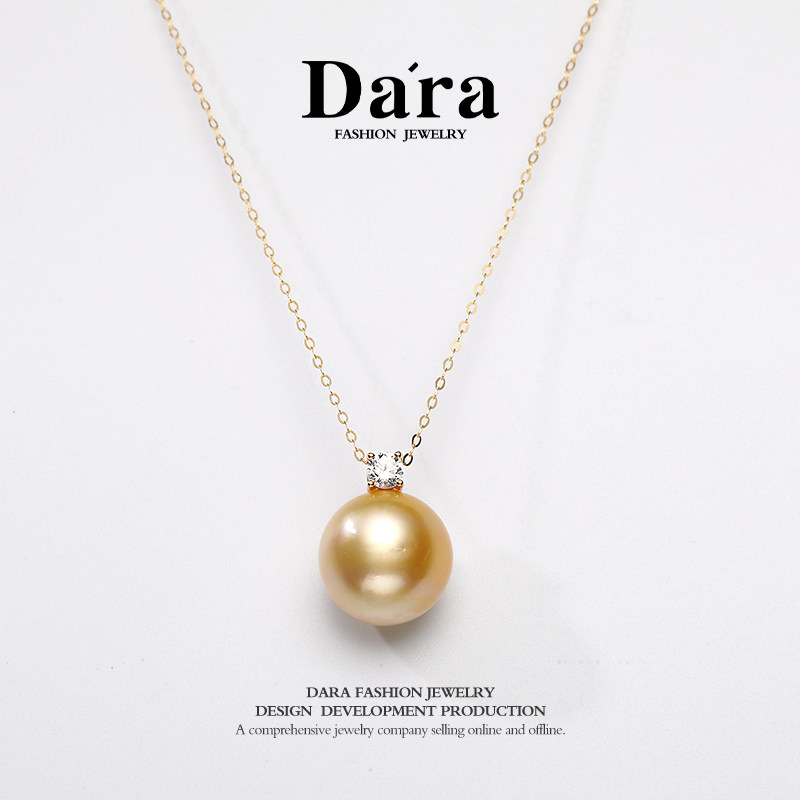 Dara/戴拉高货戴妃12-13mm正圆强光无暇南洋金珠海水珍珠吊坠项链