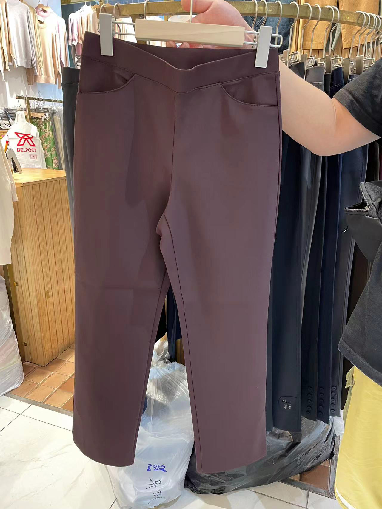 开叉粘钻妈妈裤厚款女士正装裤