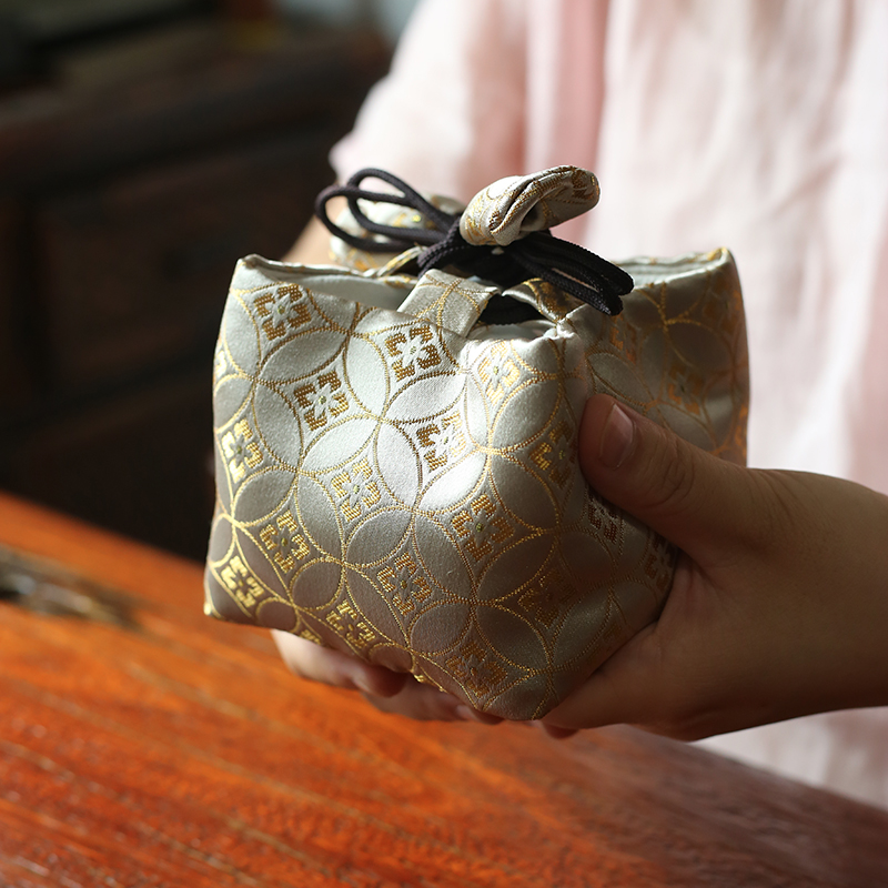 加厚丝绸束口抽绳布袋茶壶公道杯茶杯便携包装袋子首饰手串收纳包