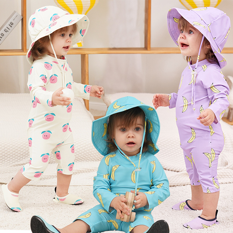 夏季婴幼儿童连身泳衣男女童长袖长裤泳装小孩子宝宝连体游泳衣裤