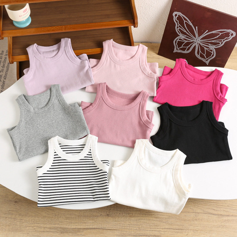 工字型夏季男女童背心无袖上衣马甲中小童T恤婴幼儿童打底衫坎肩