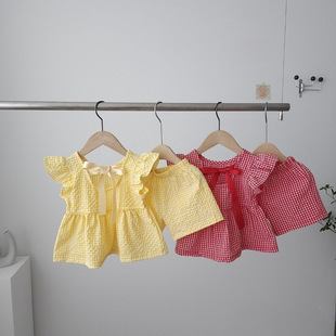 女童宝宝婴幼儿夏天运动休闲衣服小孩子背心无袖上衣+短裤2件套装