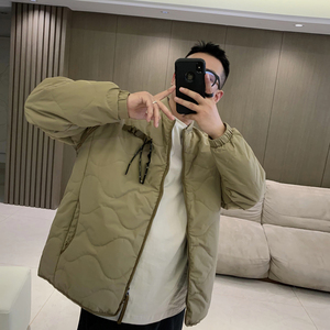 Hello鸡爷 秋冬纯色简约宽松菱格棒球服韩版男保暖棉服潮流小棉衣