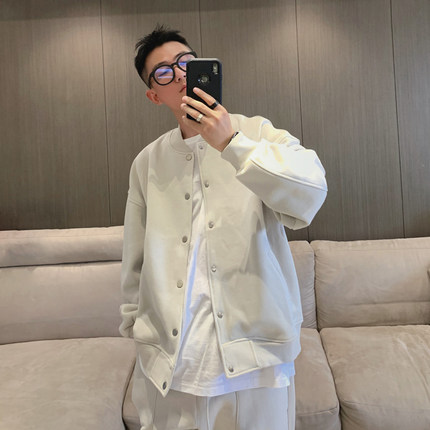 Hello鸡爷 2024秋棒球服男款加绒卫衣潮牌痞帅炸街棒球领夹克外套