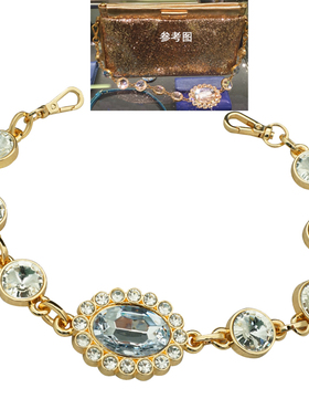 金色高档金属包带镶钻闪亮金属包链提手装饰带链子适用于miumi包