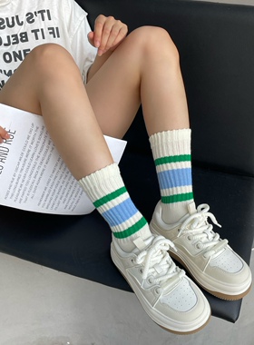 2024春夏新款百搭纯棉高筒运动风女袜