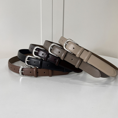 女式时尚银色针扣牛皮腰带