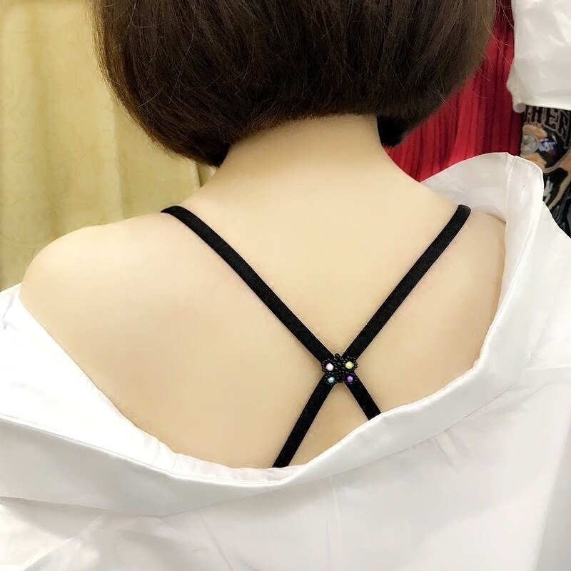 女士内衣肩带夏季舒适休闲文胸带子后背串珠交叉防滑肩带