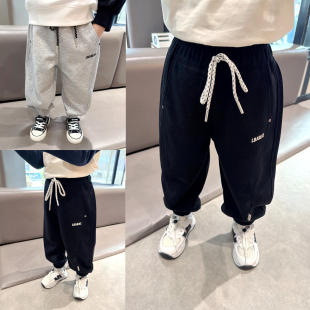 男童刺绣字母运动裤 子休闲卫裤 2026春季 儿童收脚裤 新款 舒适百搭