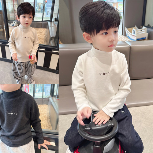 巨软糯~男女童半高领打底衫2025秋冬新款童装儿童磨毛保暖上衣