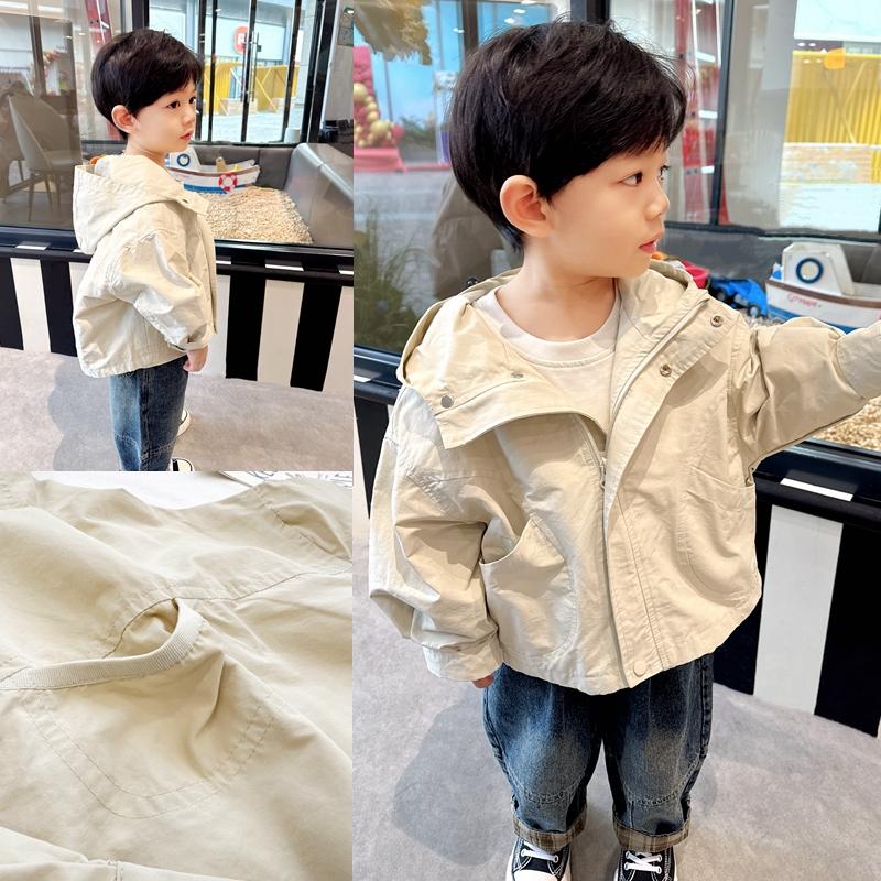 质感好男童前短后长棉质风衣外套