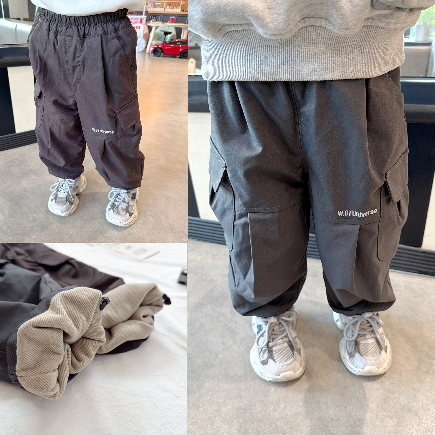 洋气大口袋~男童加绒工装裤两用裤脚2025冬季儿童百搭休闲裤子潮