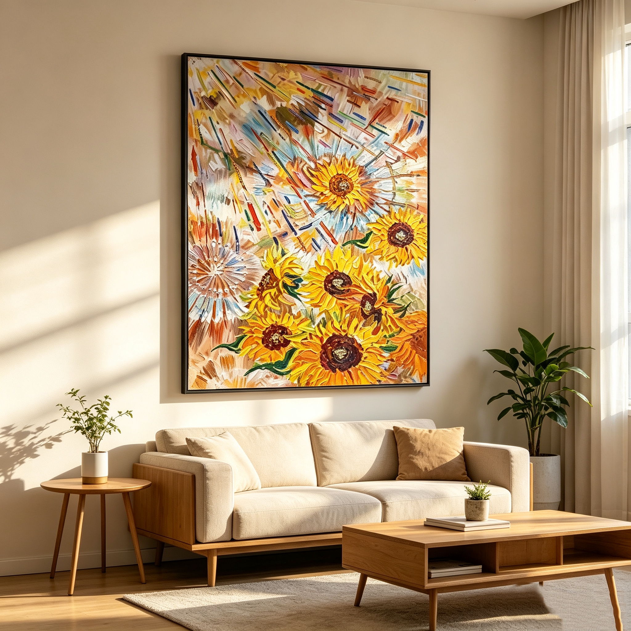 向日葵客厅装饰画沙发背景墙挂画高级感餐厅卧室画