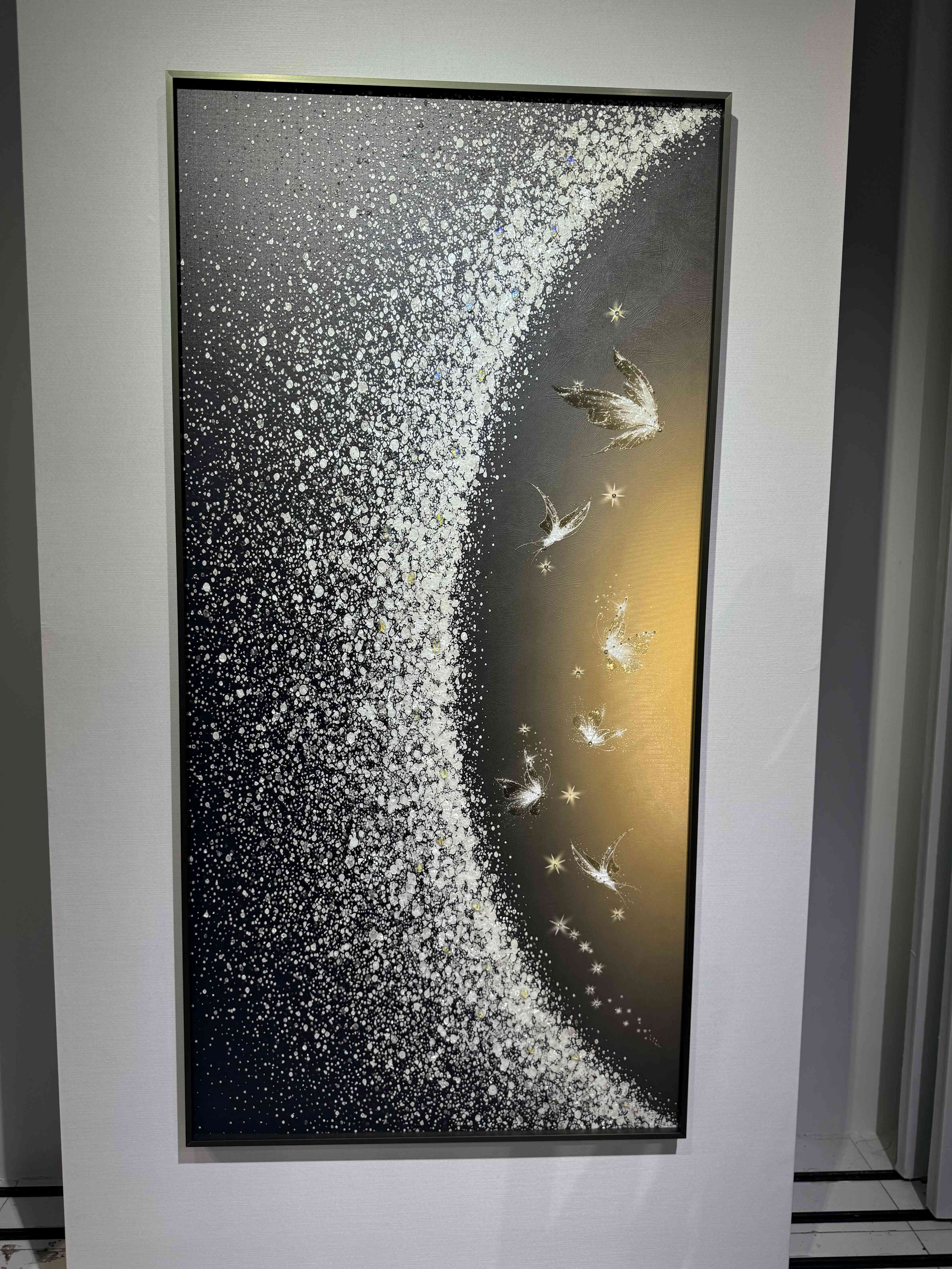 现代简约意式入户玄关走廊尽头装饰画星辰光影流金玛瑙冰雕重工画