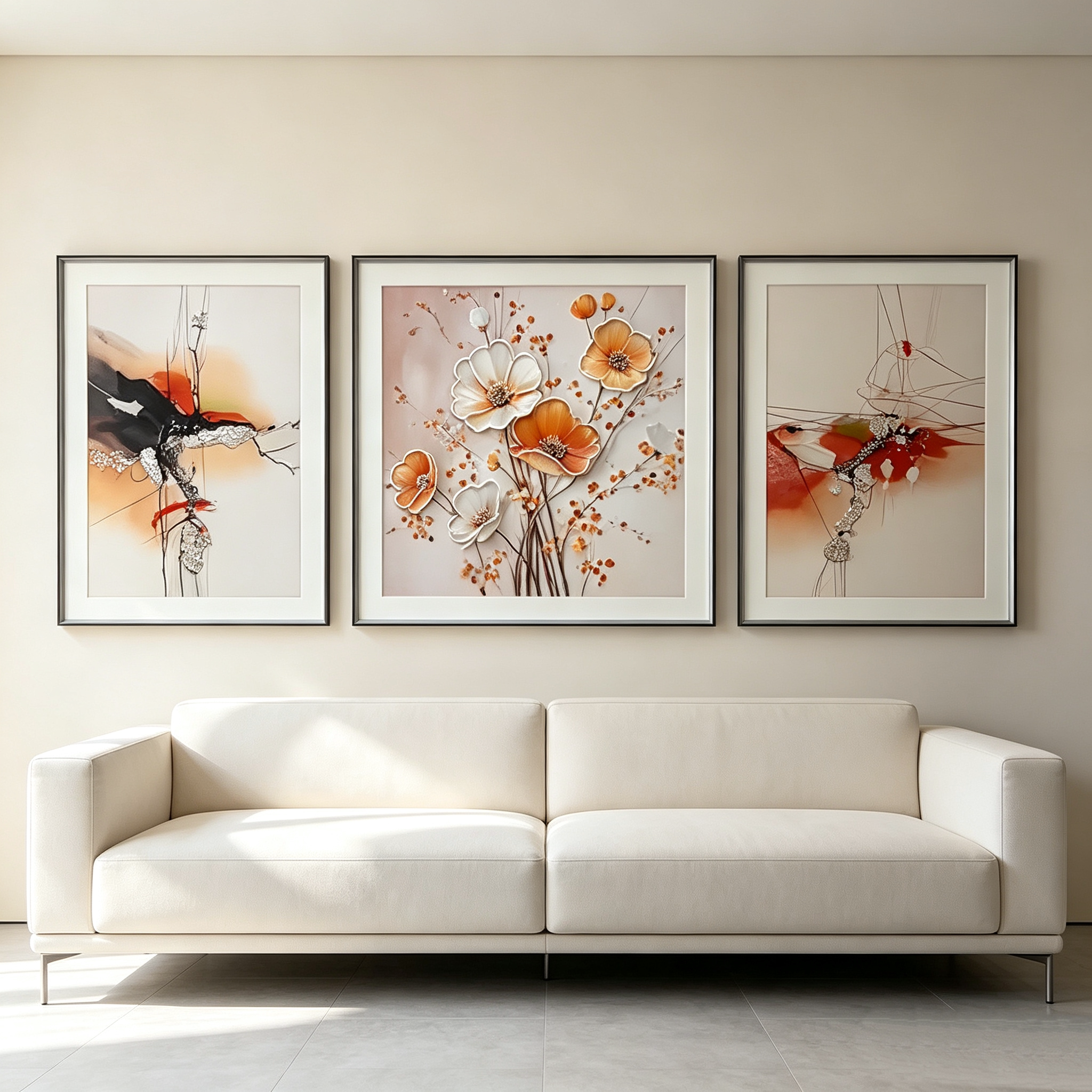 现代简约轻奢意式客厅装饰画沙发背景墙挂画高级感花卉