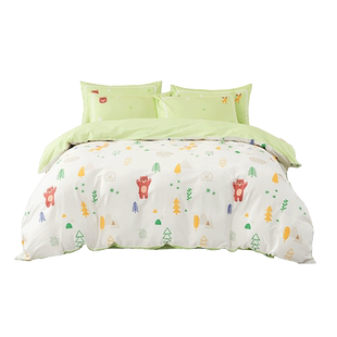 水星儿童全棉四件套纯棉全棉A类学生宿舍床上三件套套件抗菌