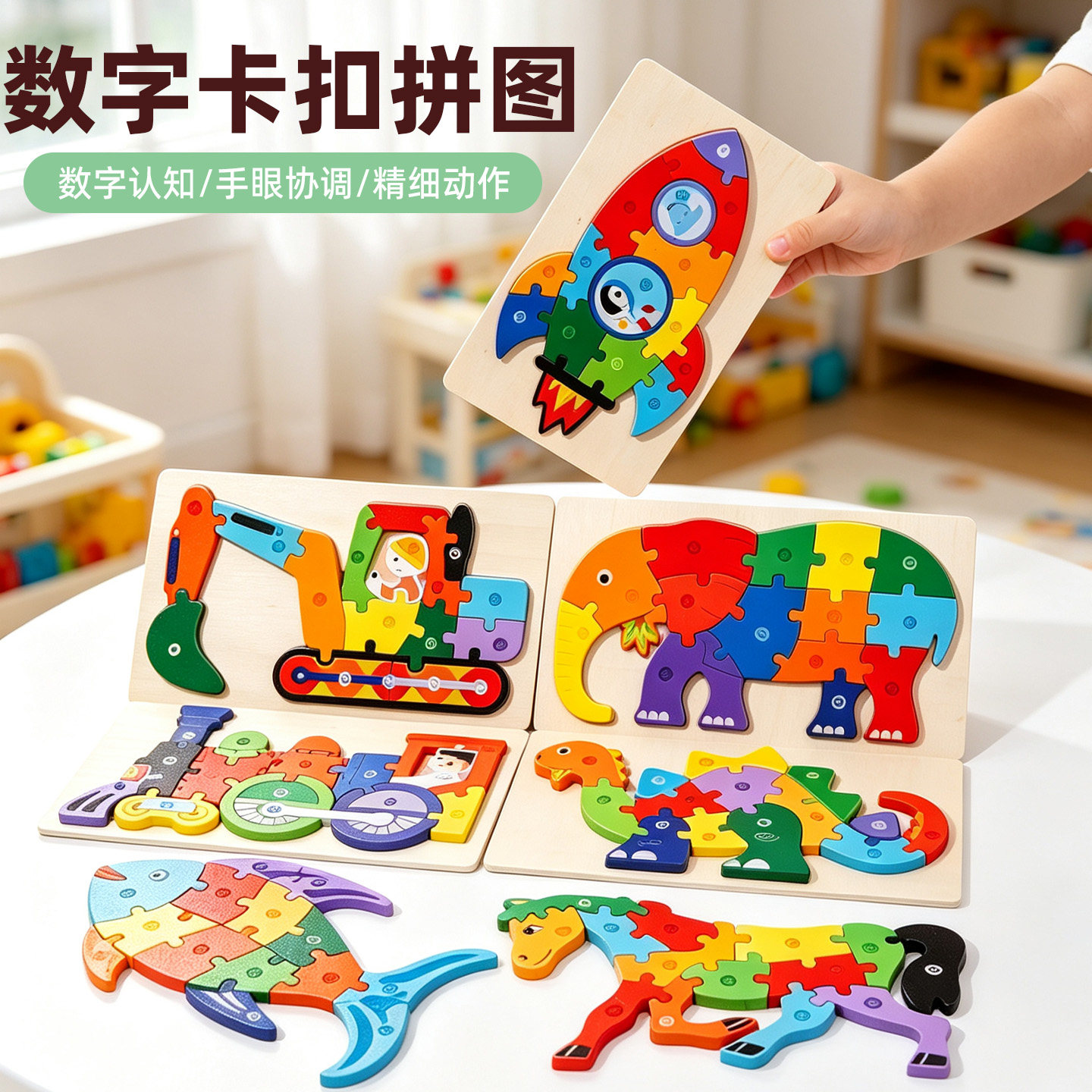 儿童数字卡扣拼图大颗粒积木玩具