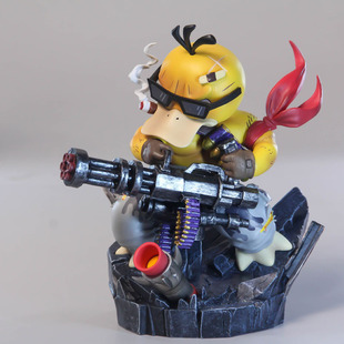 宠物小精灵 可达鸭 加特林 机关枪战损机械武装场景变装 盒装模型